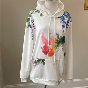 Floral Print White Hoodie